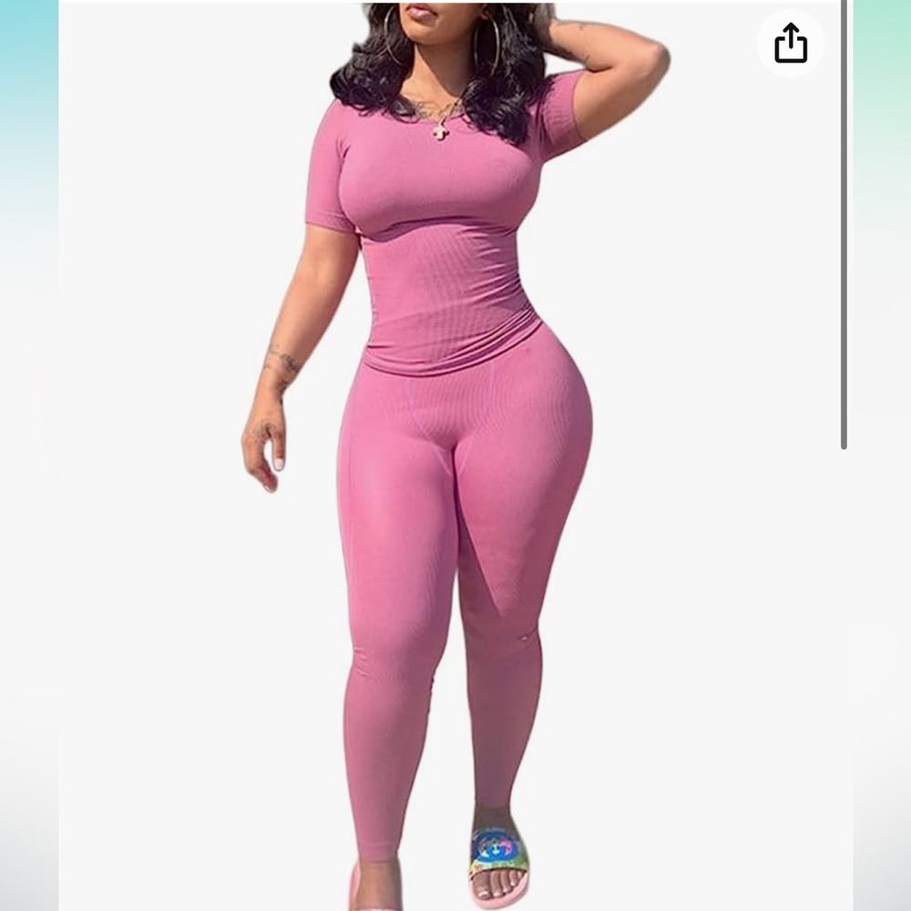 2 piece lounge set in baby pink